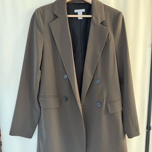H&M Women's Olive Double-Breasted Blazer